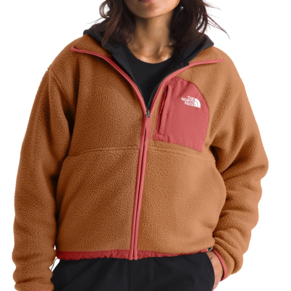 The North Face Tan and Red Fleece Jacket